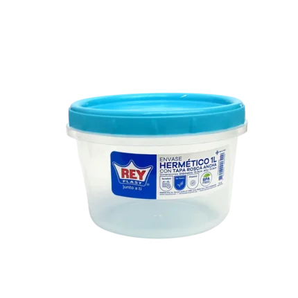 Taper plástico 1 Lt Hermetico  c/tapa rosca 4,5 diám x 10,5 cm