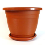Maceta marrón JyG lisa c/plato, 22 x 17,5 cms - Imagen 3