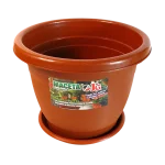 Maceta lisa JyG con plato, 26 x 20 cms.