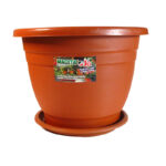 Maceta marrón JyG lisa redonda; 31 x 23 cms.