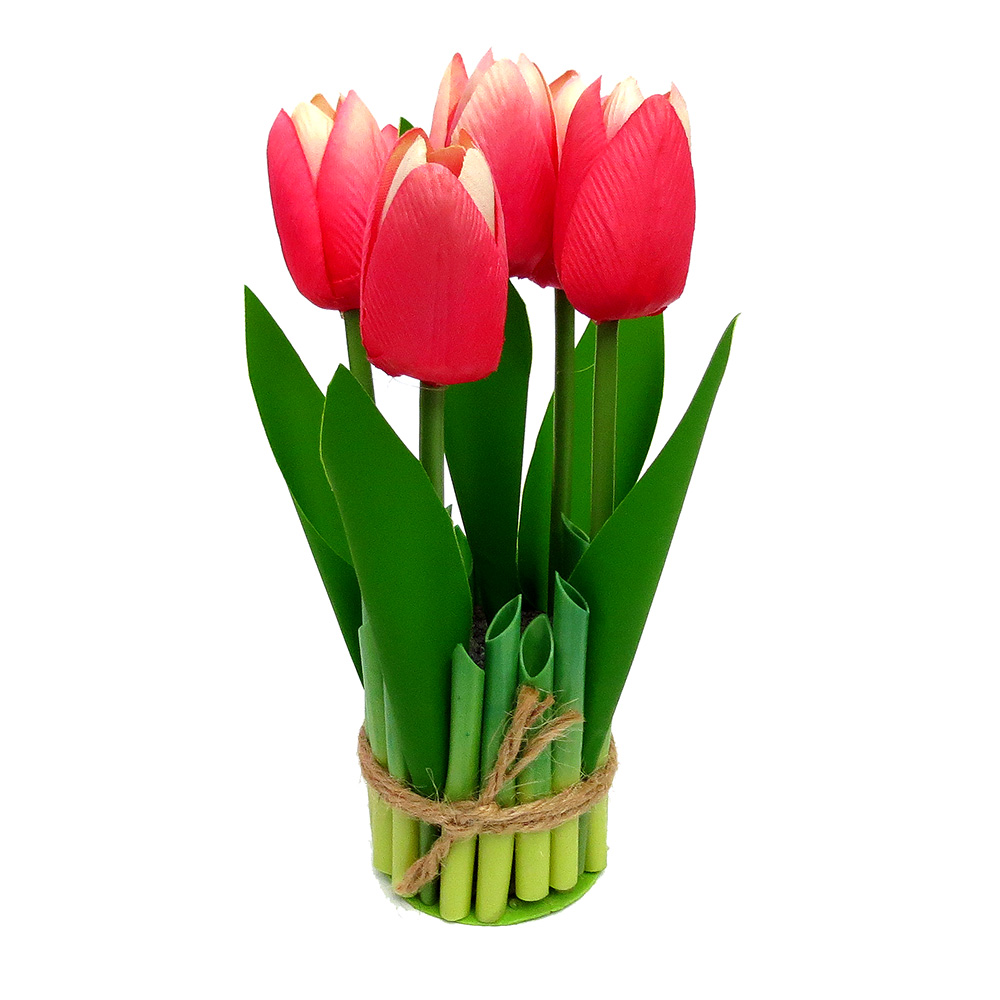 GR17685-2.jpg Adorno Tulipanes en maceta bambú x 5 unidades 20 x 6 cm diám - Imagen 1
