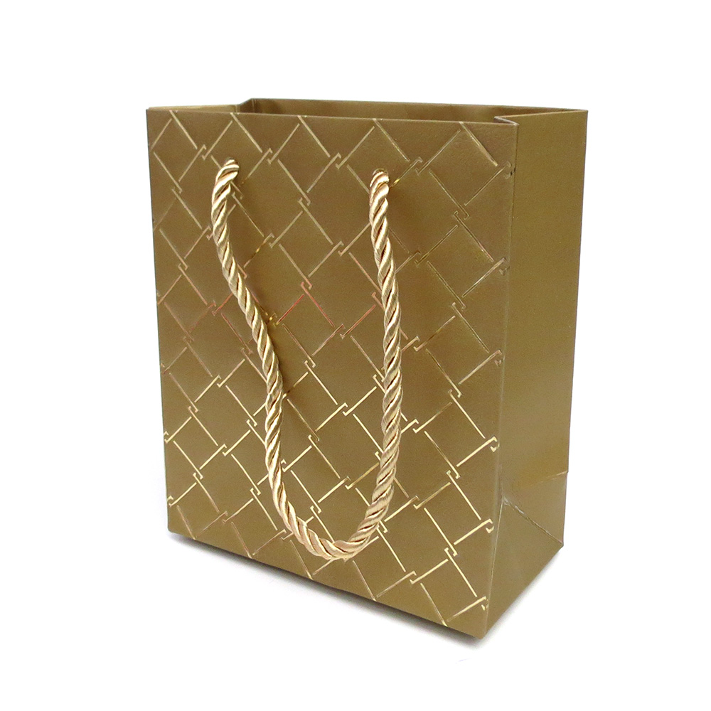 GR18319-6.jpg Bolsa de regalo “S” rombos dorados 12 x 14 x 6,5 cm - Imagen 1