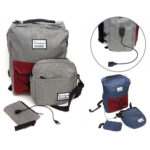 Mochila "Fashion Bag"  43 x 36 cm 2 cierres 2 bolsillo  laterales, + Morral, puerto USB