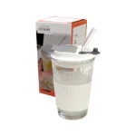 Vaso vidrio 400 ml transparente  c/tapa y sorbito 15 x 9 cm - Imagen 2