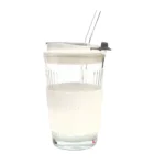 Vaso vidrio 400 ml transparente  c/tapa y sorbito 15 x 9 cm - Imagen 6
