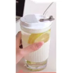Vaso vidrio 400 ml transparente  c/tapa y sorbito 15 x 9 cm - Imagen 4