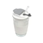 Vaso vidrio 400 ml transparente  c/tapa y sorbito 15 x 9 cm