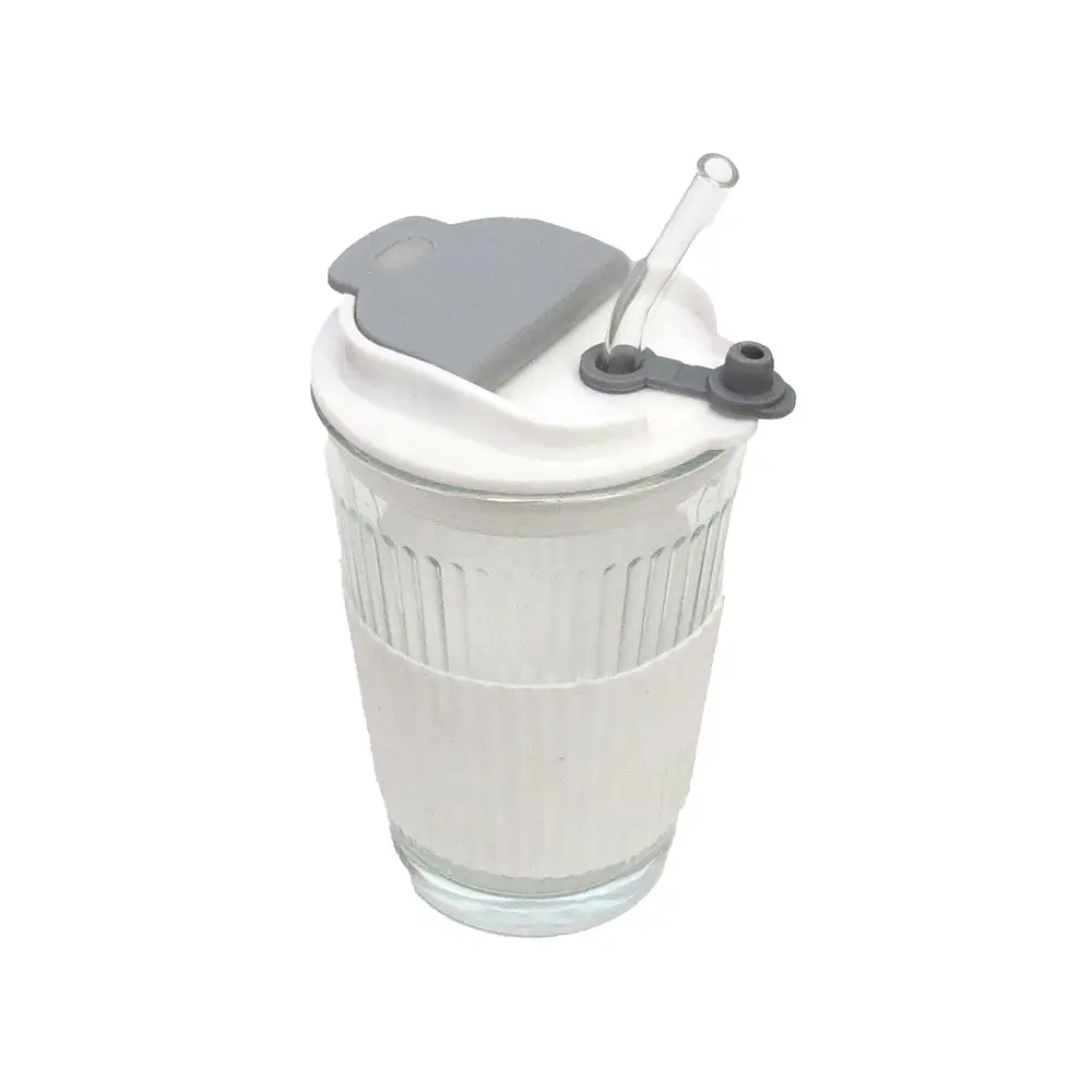GR19350-9.webp Vaso vidrio 400 ml transparente c/tapa y sorbito 15 x 9 cm - Imagen 1