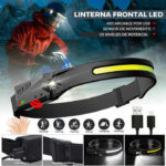 Vincha linterna frontal LED con sensor de movimiento, recargable