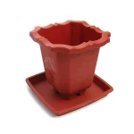 Maceta piso cuadrada c/plato 13,5cm alto x 13cm