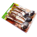 Set utensilios de cocina acero inox mango plástico espumadera, cucharones,  cuchilla 5pcs - Imagen 2