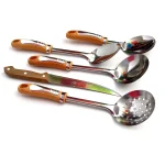 Set utensilios de cocina acero inox mango plástico espumadera, cucharones,  cuchilla 5pcs - Imagen 5