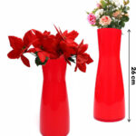 Florero vidrio rojo, 26 cm alto x 7,7 cm diám