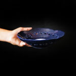 Panera loza azul decorada, 22 x 19 x 5 cm