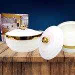 Olla loza borde dorado 2000 ml c/caja regalo 22cm diám x 10,5 cm alto