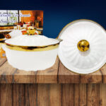 Olla loza borde dorado 1500 ml c/caja regalo 19cm diám x 9 cm alto