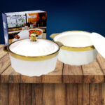 Olla loza borde dorado 1800 ml c/caja regalo 21cm diám x 10,5 cm alto