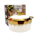 Olla loza borde dorado 2000 ml c/caja regalo 22cm diám x 10,5 cm alto - Imagen 2