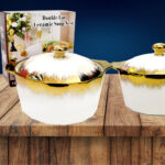 Olla loza borde dorado 1800 ml c/caja regalo 21cm diám x 10 cm alto