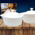 Olla loza c/ tapa y asa 2500 ml c/caja regalo 24,5 cm diám x 11 cm alto