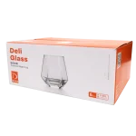 Juego vaso vidrio 350ml base hexagonal x 6 unid en caja regalo 9,5x7cm - Imagen 2