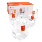 Juego vaso vidrio 350ml base hexagonal x 6 unid en caja regalo 9,5x7cm - Imagen 3