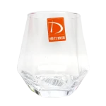 Juego vaso vidrio 350ml base hexagonal x 6 unid en caja regalo 9,5x7cm