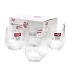 Juego vaso vidrio 330ml base hexagonal x 6 unid en caja regalo 9,5x7cm - Imagen 3