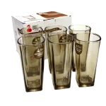 Juego vaso vidrio 300ml base cuadrada x 6 unid en caja regalo 13,5x6,5cm - Imagen 3