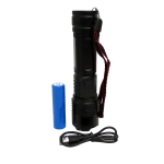Linterna Led Táctica recargable con Zoom cable usb bateria 3 modos visor de carga  16x4cm - Imagen 3