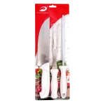 Set cuchillo (32cm)+ tenedor (29cm) y chaira (33cm) acero inox mango plástico 3 pcs.