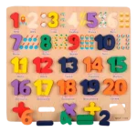 Rompecabezas didáctico madera abecedario y números español inglés