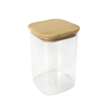 Frasco vidrio 600ml c/tapa bambú 8x 12,5cm