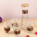 Jarra vidrio 1250ml (24,5x 13cm) c/tapa bambú + 6 vasos (20,2x 7,8cm) - Imagen 7