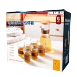 Jarra vidrio 1250ml (24,5x 13cm) c/tapa bambú + 6 vasos (20,2x 7,8cm) - Imagen 6