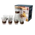 Jarra vidrio 1250ml (24,5x 13cm) c/tapa bambú + 6 vasos (20,2x 7,8cm) - Imagen 5