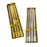 Velas torneadas doradas y plateadas 4 unidades 20x 1,5cm