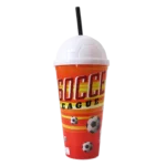 Vasorbito plástico fútbol c/sorbito 600ml  17x 9cm