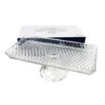 Centro mesa vidrio con pie en madera 27,5 x 8cm